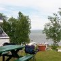 <p align=left>Vue de notre emplacement, au camping municipal de Saint-Siméon, numéro 67, en haut.